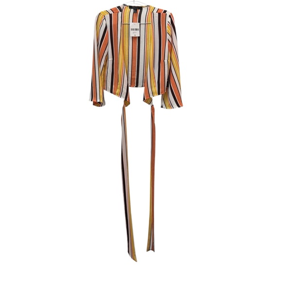 Forever 21 Striped Tie Front Woven Crop Top Small Women - Picture 6 of 14